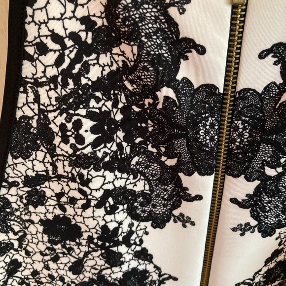 B Darlin Juniors Dress Bodycon Size 7/8 Black White Fake Lace - Picture 7 of 7